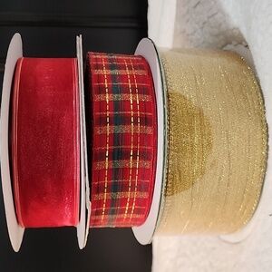 3 Rolls Holiday Kirkland Wire-edged Ribbon, 130 yards approx total